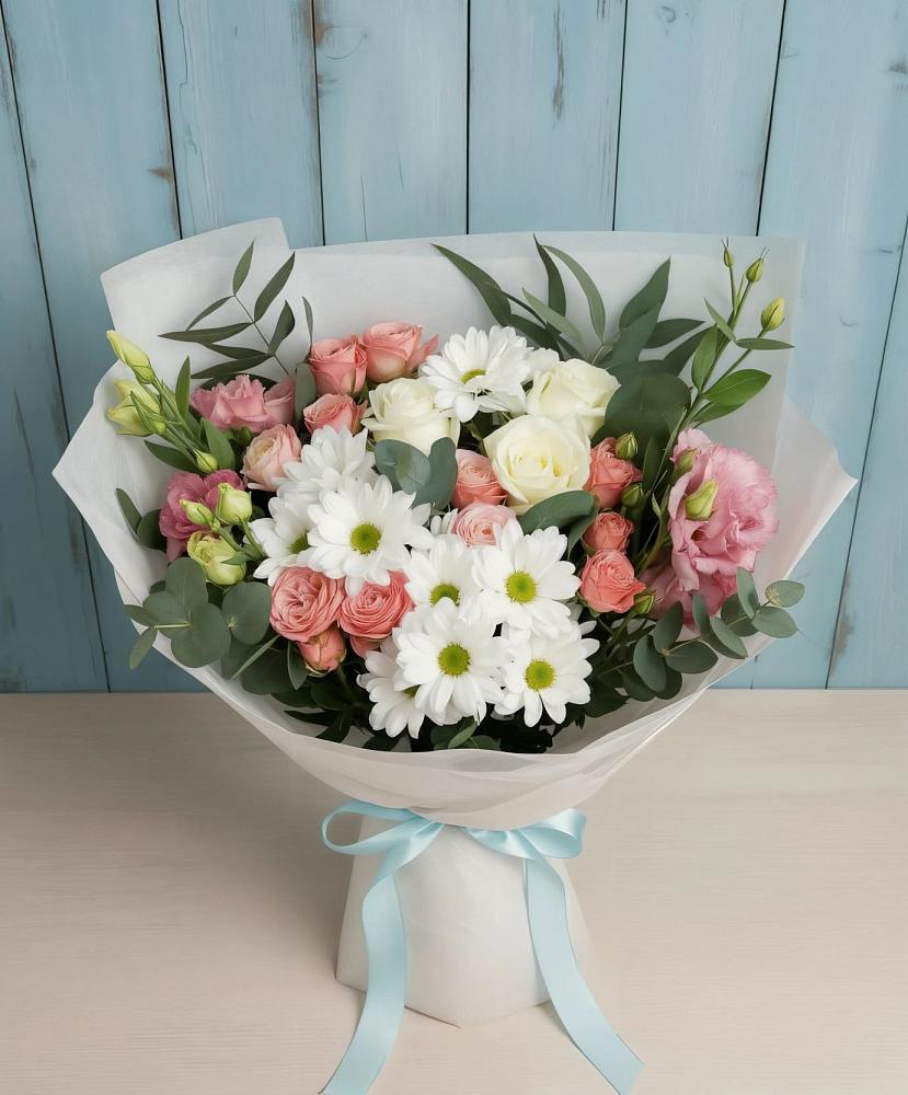 Букет цветов из: Розы, Лизиантусы и Хризантемы в Злынке