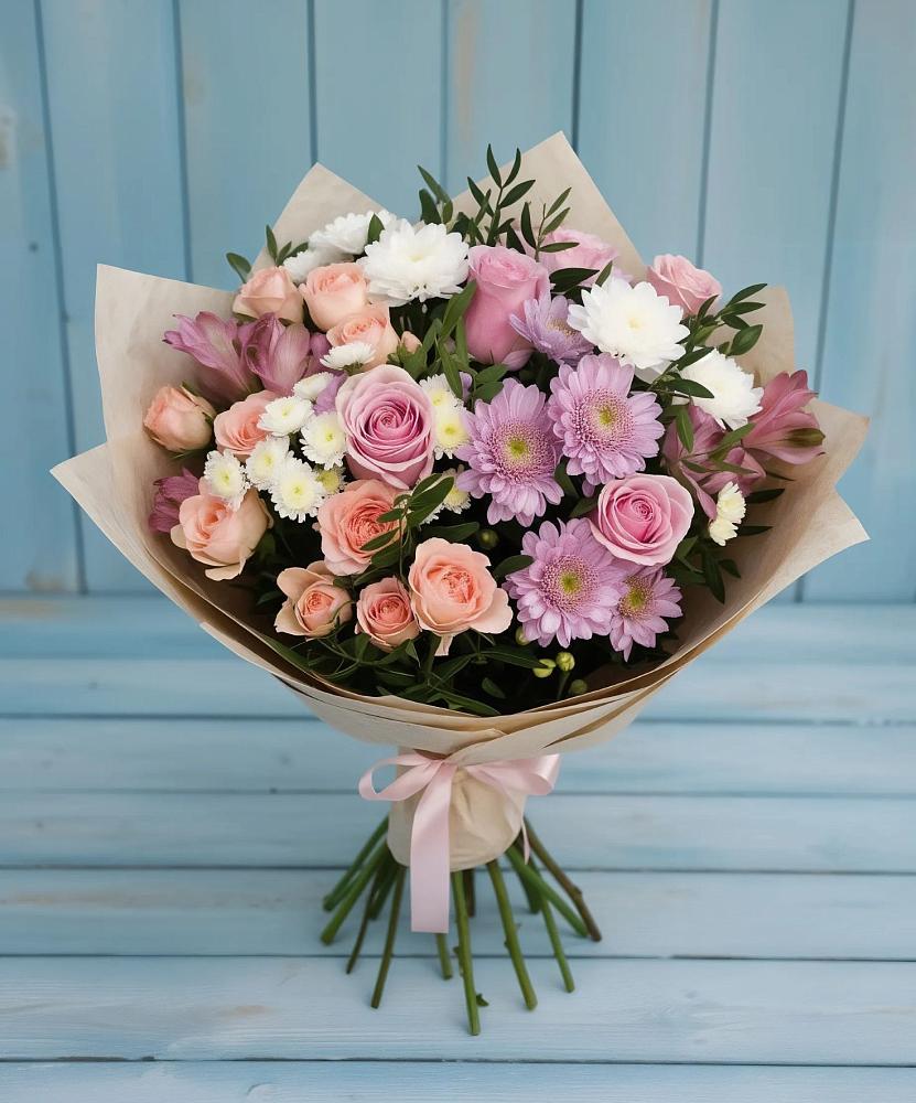 Букет цветов из: Хризантемы, Розы и Альстромерии в Злынке