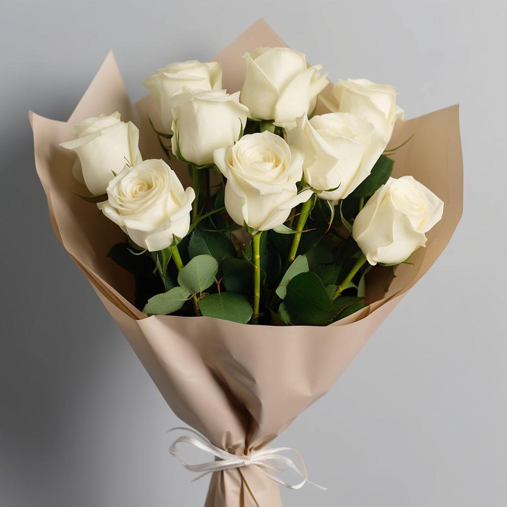 Букет 9 Белых роз Эдлесс Лав в Злынке