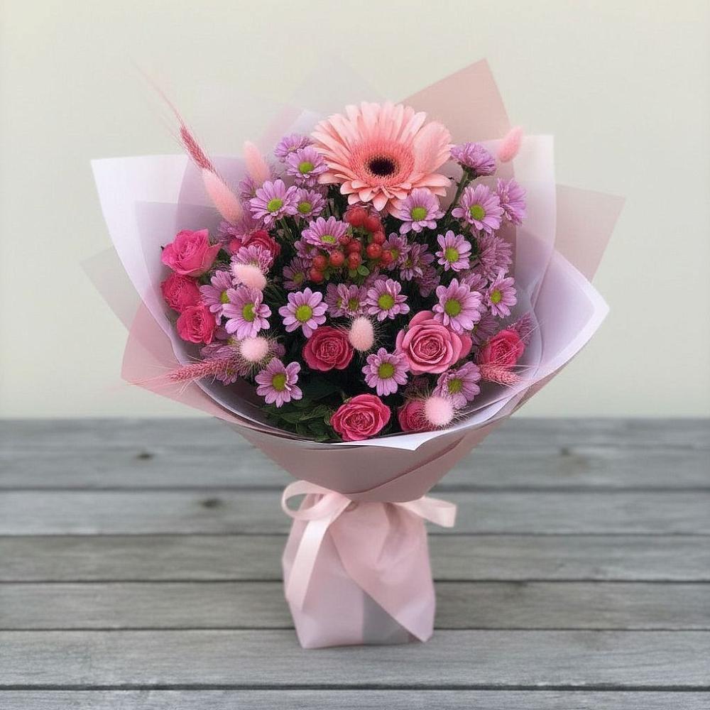 Букет цветов из: Розы, Герберы и Хризантемы в Злынке