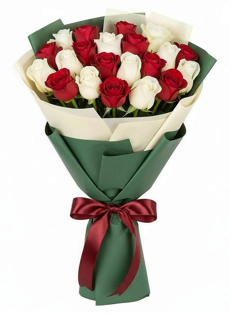 Букет Микс из красных и белых роз в Злынке