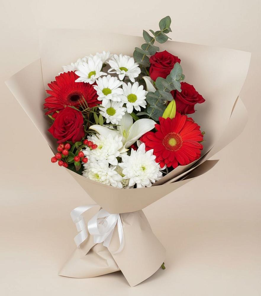 Букет цветов из: Розы, Хризантемы, Герберы и Лилии в Злынке