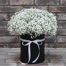 Цветочная композиция из Гипсофила в шляпной коробке в Злынке