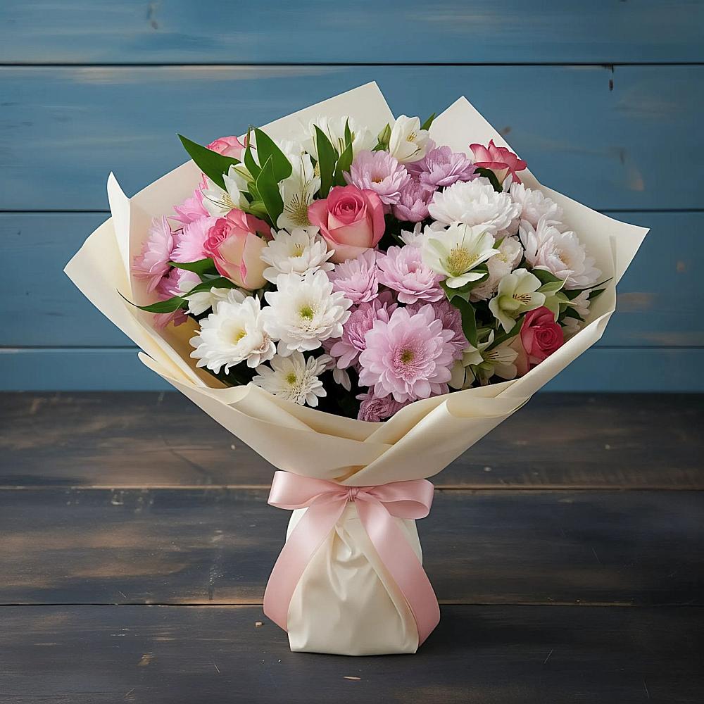 Букет цветов из: Хризантемы, Альстромерии и Розы в Злынке